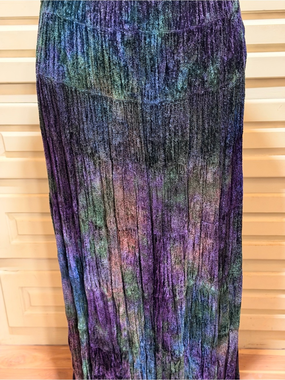 Vintage 90s Carla Freeman Tie Dye Broomstick Pleated Maxi Skirt - Picture 2 of 3
